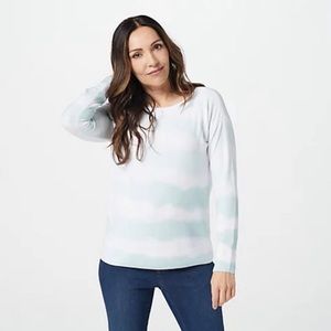 Barefoot Dreams CozyChic Ultra Lite Boatneck Pullover Seagreen Size Medium